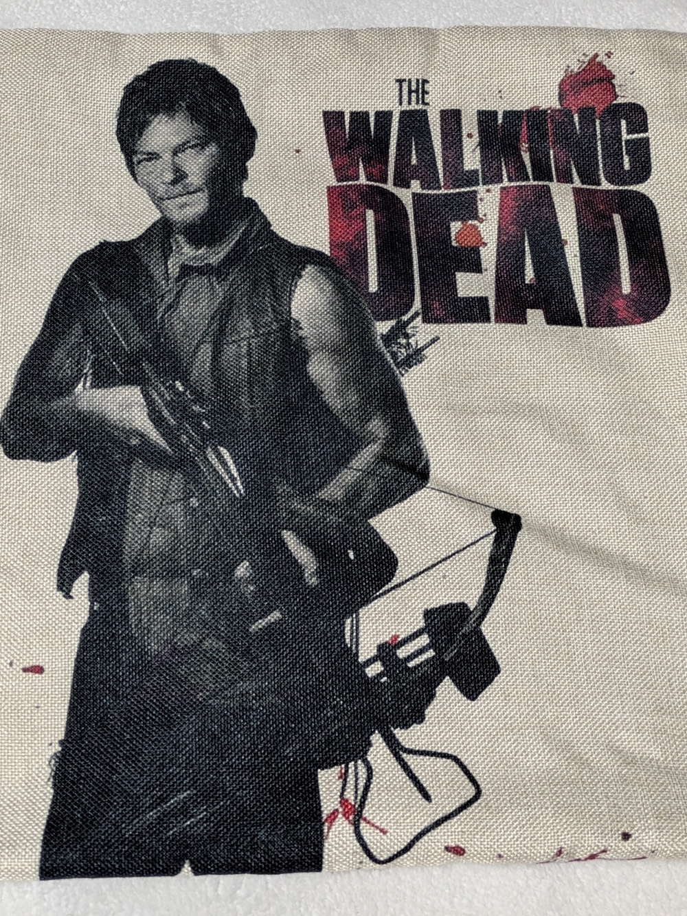 The Walking Dead Daryl Dixon 17x17 Throw Pillow Cover Crossbow Burlap